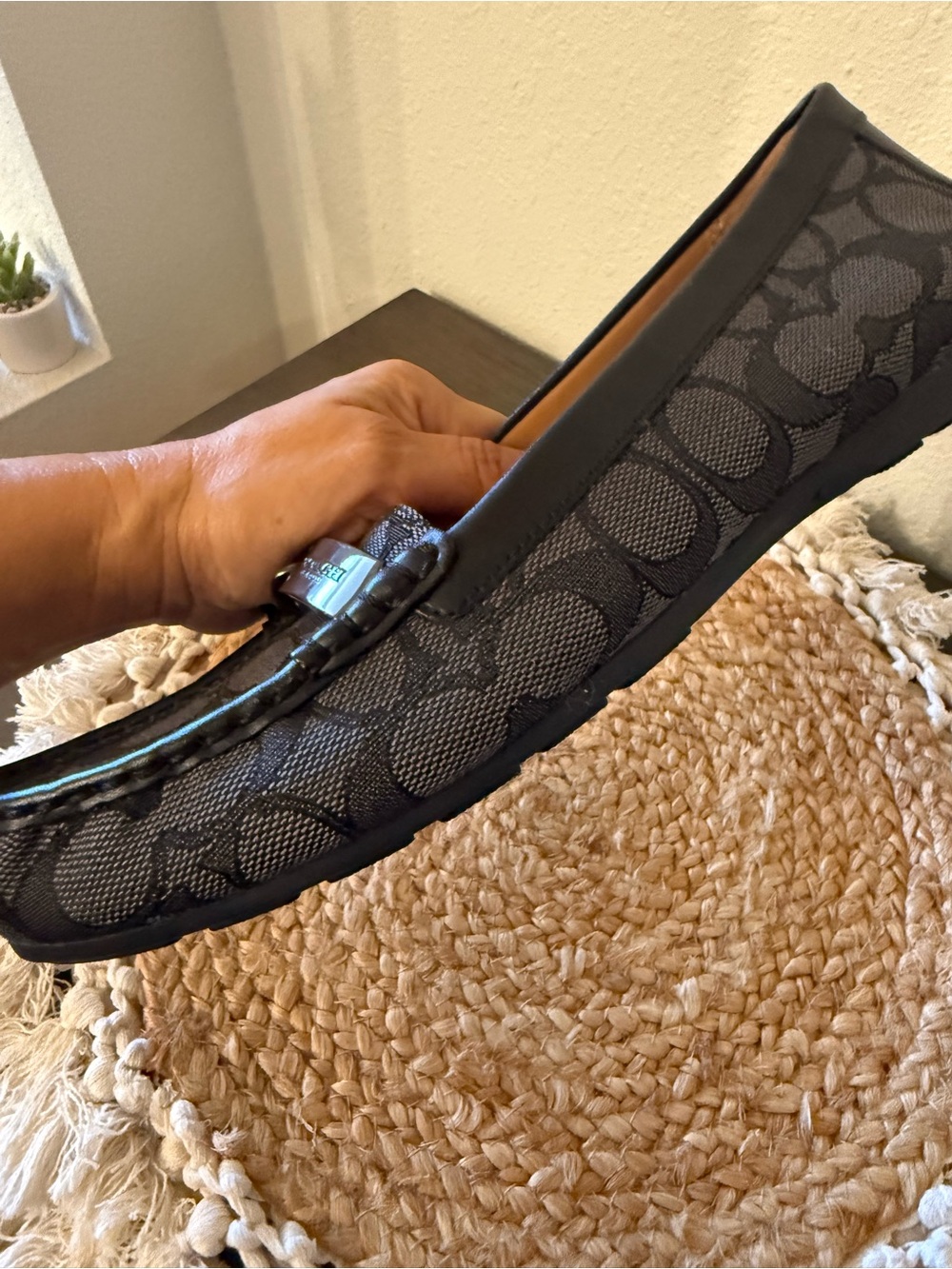 Coach Signature Jacquard Loafers Black Grey Monogram Moccasins Shoes 8.5 - Picture 6 of 17